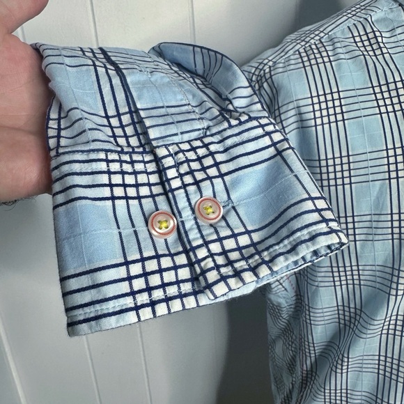 Robert Graham Blue Checkered Plaid Casual Shirt - Picture 8 of 12